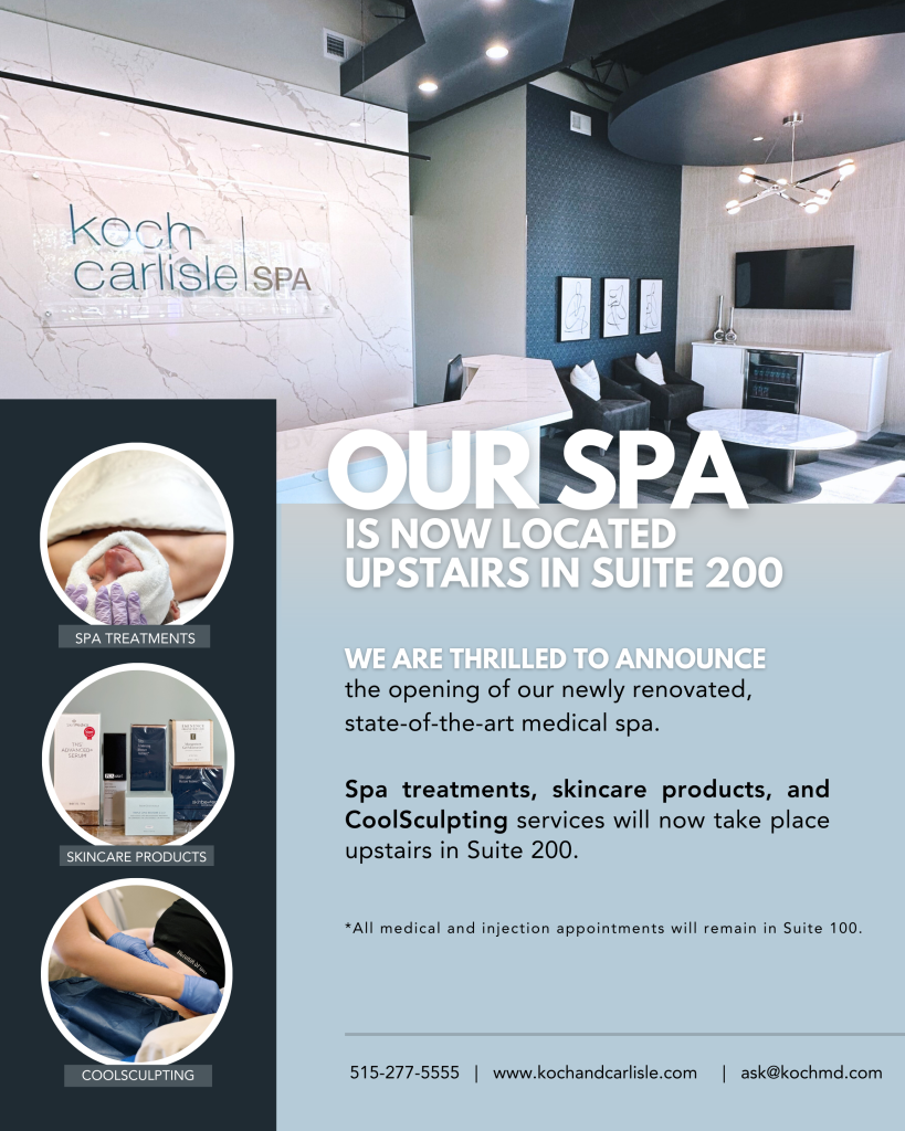 Koch and Carlisle Spa poster - new location in Suite 200