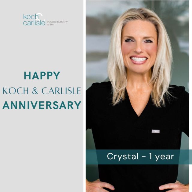 𝑯𝒂𝒑𝒑𝒚 𝑲𝒐𝒄𝒉 & 𝑪𝒂𝒓𝒍𝒊𝒔𝒍𝒆 𝒂𝒏𝒏𝒊𝒗𝒆𝒓𝒔𝒂𝒓𝒚!

This month marks 1 year with Koch & Carlisle Plastic Surgery for Crystal, Dr. Carlisle's nurse! 

Bubbly, patient, caring and hardworking, Crystal is very loved by our staff and our patients. ✨

Crystal, thank you for all that you do for our patients, the practice, and the team.

Congratulations on your anniversary!
