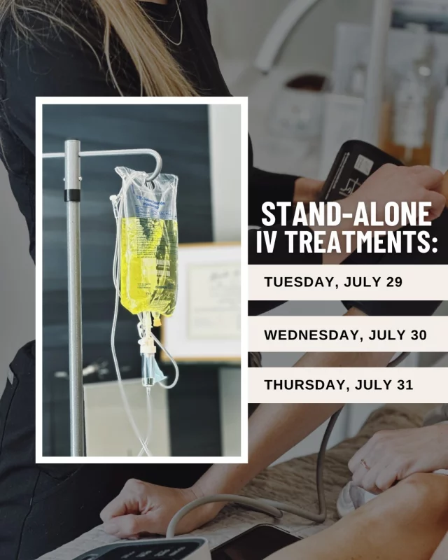 ❕FLASH OFFER: $50 Off a Stand-Alone IV next week! 

Beginning Tuesday, July 29 through Thursday, July 31, receive $50 off a stand-alone IV therapy treatment!

Simply schedule your appointment, choose your IV, and enjoy the benefits:
💧Live Beautifully | Collagen production, beauty boost
 + Includes: Vitamin-C | B1, B2, B3, B5, B6 | Biotin

💧Performance |  Preparation, recovery
 + Includes: Vitamin-C | B1, B2, B3, B5, B6 | Arginine | Proline | Lysine | Citrulline | Manganese | Copper

💧Relief |  Alleviate, soothe
 + Includes: Calcium Chloride | Magnesium | B1, B3, B5, B6, B12

💧Prevention |  Proactive immunity
 + Includes: Vitamin-C | B1, B2, B3, B5, B6 | Zinc Sulfate

Schedule your appointment today:
➡ Speak with a member of our team | 515-277-5555
➡ Inquire online | https://www.kochandcarlisle.com/consultation-mobile/