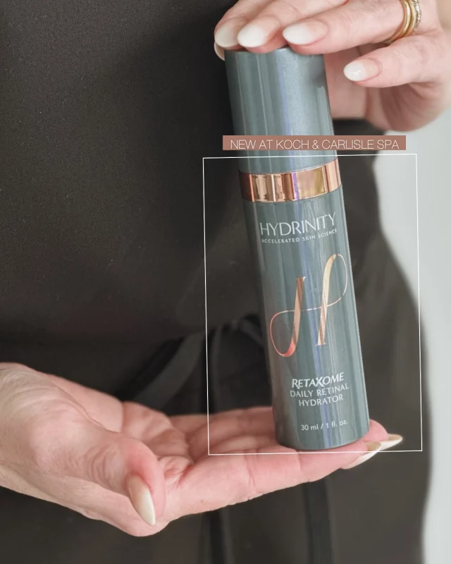 New at Koch & Carlisle Spa: "RetaXome Daily Retinal Hydrator" by Hydrinity 💧

RetaXome  uses advanced technology to deliver vitamin A deep into the skin, improving texture and supporting long-term skin health. It can be used daily! 

From now through September: Buy (1) Hydrinity Product, get (1) 50% off at Koch & Carlisle Spa! 

Interested in learning more about skincare treatments and products? Our clinical aestheticians offer complimentary skincare consultation:
➡ Speak with a member of our team | 515-277-5555, press "2" for our spa
➡ Inquire online | https://www.kochandcarlisle.com/consultation-mobile/