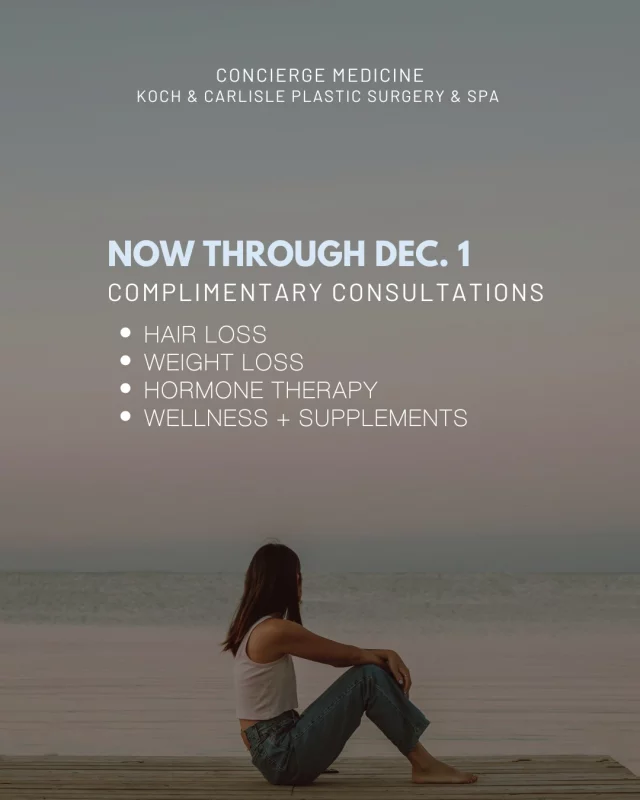 From now until Dec. 1, we're offering complimentary consultations with Dr. Katie! 

Dr. Katie’s goal is to provide insight, encouragement, and solutions to your health and wellness concerns. Whether you are struggling to drop unwanted weight, dealing with a dip in your libido, or trying to balance your hormones, Dr. Katie is here to help.

Our patients appreciate Dr. Katie’s in-depth appointments in addition to her customized approach to treating their health and wellness concerns.

Dr. Katie is accepting new patients who are interested in learning more about her specialties:
- Hormone Optimization
- Cosmetic Weight Loss
- Hair Loss and NeoGraft Hair Restoration

Your consultation with Dr. Katie begins with an InBody Scan, which helps uncover the current state of your health and well-being. This information becomes the roadmap for your wellness journey, carefully curated by Dr. Katie.

Interested in scheduling your appointment? We would love to help!
🩵 Speak with a member of our team | 515-277-5555
💻 Inquire online |