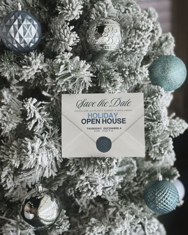We're a little over two weeks out from our annual Holiday Open House! 🩵

Mark your calendars and join us for our annual event on Thursday, Dec. 4, from 4:00 to 7:00 p.m.!

Enjoy in-house giveaways (Botox for a Year, DiamondGlow for a Year, and more!), laser demonstrations, and 20% off skincare products during the event.

We can’t wait to kick off the holiday season and celebrate with you all!

.
.
.
@kandcplasticsurgery 
@drcarlisleplasticsurgery