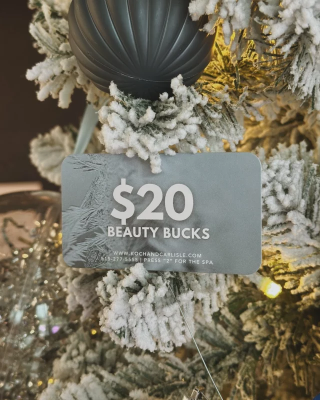 IT'S TIME: Beauty Bucks are back at Koch & Carlisle Plastic Surgery & Spa! ❄️

From now through 12/31: Buy a $100 Gift Card, Get $20 in Beauty Bucks!

Beauty Bucks can be redeemed January 1 through March 31 and are valid exclusively for skincare products and spa services at Koch & Carlisle Spa.

Beauty Bucks must be presented at checkout in order to be redeemed.

Stop in today to treat yourself or a loved one! 🩵