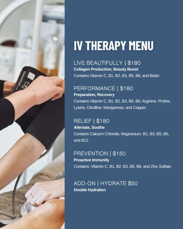 IV Therapy: Gift with Purchase ✨

Our highly absorbable IV drips and injections are carefully formulated by our very own Dr. Katie to be safe and effective for our patients looking to enhance or jumpstart their wellness and beauty goals.

Purchase an IV of your choice and get (2) complimentary vitamin injections:
➡ Receive a complimentary B12 and Glutathione vitamin injection 
➡ IV and injections must be used in the same visit

These instant pick-me-up injections effectively restore energy, elevate your immunity, and help heal mental and physical exhaustion from stress.

Interested in scheduling an IV? We would love to get you set up!
➡ Speak with a member of our team | 515-277-5555
➡ Inquire Online | https://www.kochandcarlisle.com/consultation-mobile/